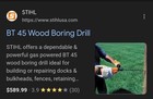 Stihl Bt45 Gas Wood Boring Drill     Powerful  Working  Free Shipping