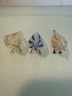 Lot Of 3 Antique Bimini   Lauscha   Hand Blown Striped Art Glass Bird Figurines