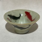 Vintage Pastel Porcelain Bowl Koi Fish Design Chinese Collectible Decoration