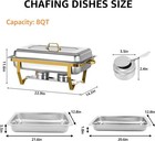 Chafing Dish Buffet Set Stainless Chafer 8 Qt W  Full Size Pans   Gold Leg
