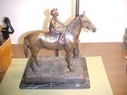 Vintage Bronze Delaware Race Track Horse With Jockey