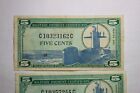 Lot Of 2 Military Payment Certificate Mpc Series 681 5 Cents  4