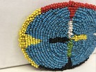Signed Native American Vintage Seed Bead Belt Buckle Handmade Multi Color