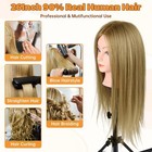 Real Hair Mannequin Head 26  Brown For Hairdressing Training - Cosmetology