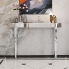 Long Oval Console Table Sofa Table Reflective Mirrored Surface Vanity Table Home
