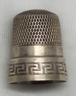 Antique Simons Brothers Sterling Silver Thimble  Greek Key Engraved  Size 9