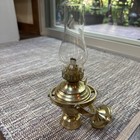 Vintage Brass Gimballed Ships Oil Lamp With Wall Mount 10    With Glass Shade