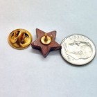 Vintage Handcrafted Wooden Five Point Star Lapel Pin Natural Grain Rustic