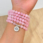 Rose Quartz Mala 108 Beads Meditation Bracelet   Buddhist Prayer Necklace Yoga