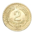 1964 Chile 2 Centesimos Xf  Au Coin Condor Bird Wildlife World Km 193