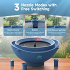 Solar Powered Bird Bath Fountain With Built-in Lithium Battery  3 Nozzles For   