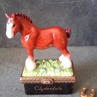 Phb Collection Clydesdale Horse Porcelain Trinket Box With Hinged Lid