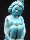 Chinese Handmade Carved Statue People Ancient Beauty Natural Turquoise Deco Art