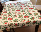 Tablecloth  Vintage Christmas Motif  Polyester  Washable  56 X 48 Inches