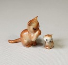 Hr Hagen Renaker Miniature Orange Ginger Tabby Cat And Kitten Figurines Htf