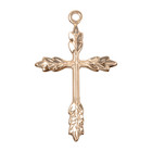  925 Gold Plated Sterling Silver Wheat Cross Medal Pendant Necklace  18  Chain