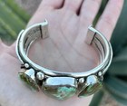 Vintage High Grade Royston Turquoise Heavy Thick Navajo Sterling Silver Cuff