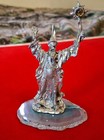 Pewter Wizard Statue Mounted On A Sliced Geode Agate