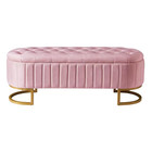 Pink Upholstered Velvet 47 20 In  W Storage Ottoman With Button-tufted And Metal