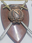 2 Vintage Medieval Coat Of Arms Crest And Sword Wall Plaques    Letter N