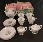 Vtg Child Tea Set Grantcrest Pink Orchid 17 Piece Toy China Original Box Japan  