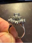 2 50ct Round Cut Real Moissanite Cluster Engagement Ring 14k White Gold Plated