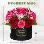 Red Artificial Peonies Rose In Round Gift Box Fake Floral Arrangement Decor
