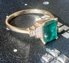 3 1 Grams 14k Yellow Gold Stamped Emerald Green Vtg Art Deco Ring Synthetic Sz 8