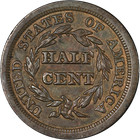 1849 Half Cent  large Date  Choice Au bu C-1 R 2 Great Eye Appeal Strong Strike