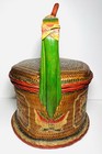 Antique Handmade Chinese Bamboo Wedding Basket  Great Orig Paint  Signed