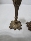 Antique Brass Candlestick Holders Ornate Baroque Style Heavy Vintage Gold Pair