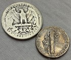 Early Dates -  toned  1936 Mercury Silver Dime   1936 Washington Silver Quarter