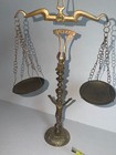 Vintage Solid Brass Figural Balance Scale With Cherub Stand