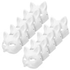 10pcs Cat Mask Therian Masks White Cat Masks To Paint Blank Animal Dress Up 