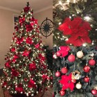 24pcs Artificial Silk Poinsettia Flowers For Christmas Tree