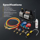 4cfm 1 3hp Rotary Vane Air Vacuum Pump Hvac Refrigeration Ac Manifold Gauge Set