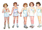 Vintage Paper Doll Set W 5 Girls  clothes   1940-50s  In Nice Cond   14