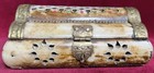 Vintage Sudha Bone Trinket Box Brass Hinged Treasure Chest India Lined 4 w 2 t