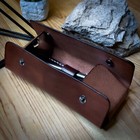 Leather Brown Pen And Pencil Case  Handmade 