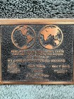 Vintage Greyhound Bus Lines 1969 Apollo Moon Landing Wood   Metal Paperweight