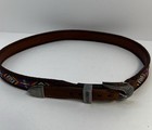 Vintage 1991 Southwest Native American Beaded Braided Leather Belt 42   