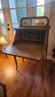 Antique Larkin Co  Victorian Oak Wood Drop Front Secretary Desk Bookshelf Mirror
