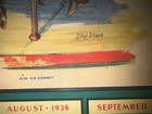 Wall Calendar Vintage   ride Em Cowboy   1938 July-sept Months Nice Print