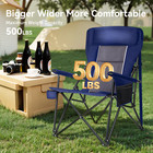 Oversized Camping Chair High Back Portable Chair Heavy Duty Support 500lbs Blue