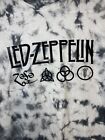 Led Zeppelin Mens Large Band T-shirt Black White Tie-dye Zoso Feather Symbols