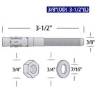 T316 Stainless Steel Marine Grade Wedge Anchor Bolt 3 8   3-1 2  Black 10 Pack