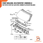 Front Windshield Weatherstrip Seal Rubber Fit Toyota Pickup 89-96 Chrome Plated