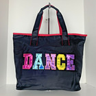 Girls Youth Black Dance Ballet Tote Bag Lined Multicolored Dance Print New