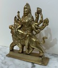 Vintage Indian Hindu Solid Brass Statue Of Goddess Durga Riding A Lion