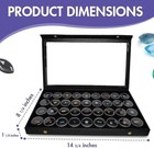 Large Jewelry Display Case 14 75x8 25   36 Gem Jars Clear Lid Black Foam Tray